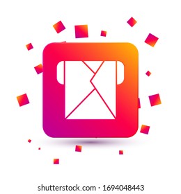 White Envelope icon isolated on white background. Email message letter symbol. Square color button. Vector Illustration