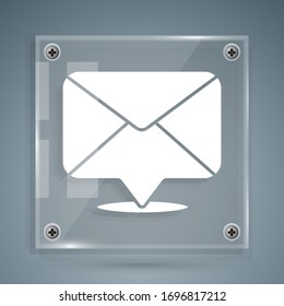 Icono sobre blanco aislado en fondo gris. Símbolo de carta de mensaje de correo electrónico. Paneles de vidrio cuadrado. Ilustración vectorial