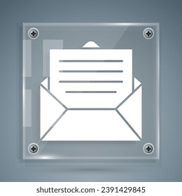 Icono sobre blanco aislado en fondo gris. Símbolo de la carta de correo electrónico. Paneles de vidrio cuadrado. Ilustración vectorial