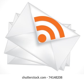 white envelope, icon rss