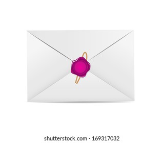 White Envelope Icon with Wax Seal Vector Illustration