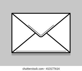 White envelope for identy design. Blank envelope isolated on light gray background. Thin line vector illustration.