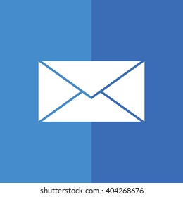 White envelope letter vector icon. Blue background