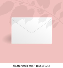 Plantilla de maquillaje sobre blanco con rama de baya holly con hojas sobre sombra. Aislado en un fondo rosado con sombra. Listo para su diseño o negocio. Ilustración vectorial.