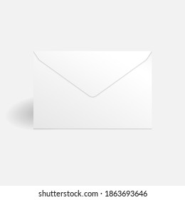 White envelope  mockup template. Isolated on white background with shadow. Ready to use for your design or business. Vector illustration.
