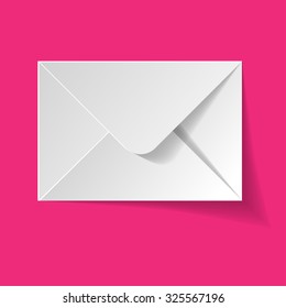 White envelope on a pink background. 
