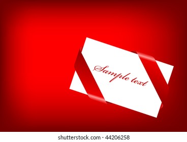 White envelope (paper) with red ribbon on white background