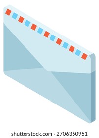 A white envelope with red and blue stripes on it