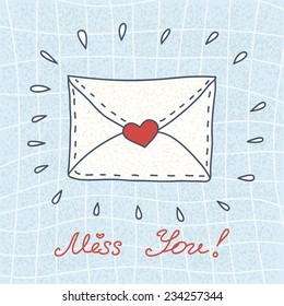 White envelope with red heart