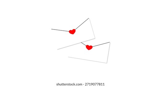 Sobre blanco con el corazón rojo aislado en el fondo transparente para la notificación del mensaje del amor y el diseño del saludo