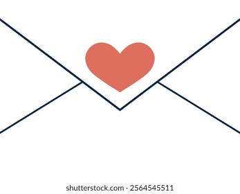 A white envelope sealed with a sticker shaped like a red heart. A simple and elegant symbol of love and affection