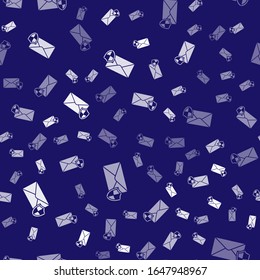 Sobre blanco con icono de escudo aislado sin fisuras en fondo azul. Concepto de seguro. Concepto de seguridad, protección, protección.  Ilustración vectorial
