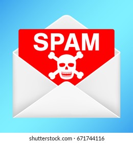 white envelope with spam email inside