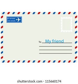 White  envelope with stamp. Vector illustration.