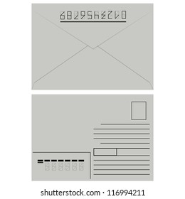 White  envelope with stamp. Vector illustration.