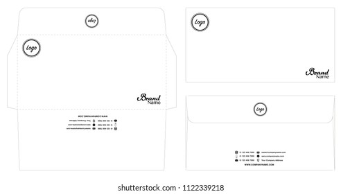 white envelope template mockup with dieline eps10