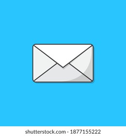 White Envelope Vector Icon Illustration. The Postal Envelope Flat Icon