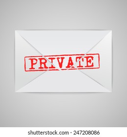 White envelope with warning sign, vector