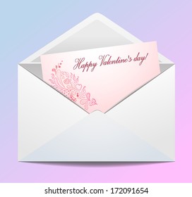 White envelope with wishes for a Happy Valentine's day!