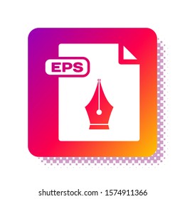 White EPS file document. Download eps button icon isolated on white background. EPS file symbol. Square color button. Vector Illustration