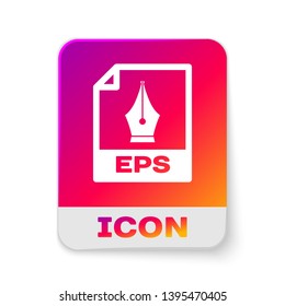 White EPS file document icon. Download eps button icon isolated on white background. EPS file symbol. Rectangle color button. Vector Illustration