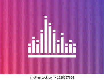 white equalizer icon on gradient colored violet background