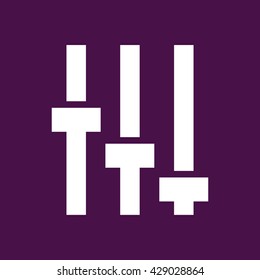 White equalizer icon vector. Purple background