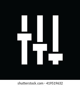 White equalizer vector icon. Black background