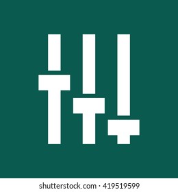 White equalizer vector icon. Green background