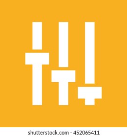 White equalizer vector icon. Yellow background