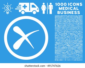 White Erase vector rounded icon. Image style is a flat icon symbol inside a circle, blue background. Bonus clip art includes 1000 health care business symbols.