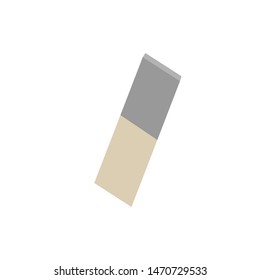 White eraser with blue on a white background