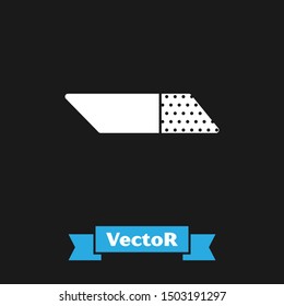 White Eraser or rubber icon isolated on black background.  Vector Illustration