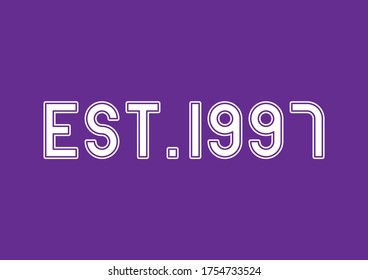 White Established In Year 1997 Text On Violet Background.