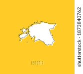 White ESTONIA country map with black outline on yellow background. Simple geographic territory template concept. Vector ilustration easy to edit and customize. EPS10