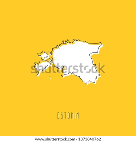 White ESTONIA country map with black outline on yellow background. Simple geographic territory template concept. Vector ilustration easy to edit and customize. EPS10