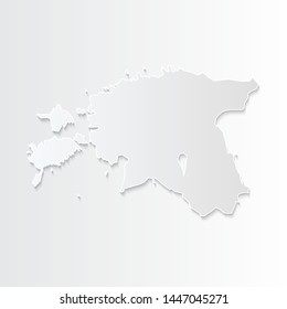 White Estonia map-countries. Vector paper map of Estonia on a gray background. Vector illustration.