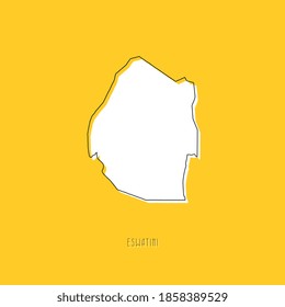 White ESWATINI country map with black outline on yellow background. Simple geographic territory template concept. Vector ilustration easy to edit and customize. EPS10