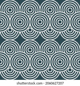 white ethnic tribal seamless pattern with spirals blue background