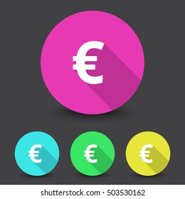 White Euro icon in different colors set