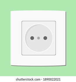 White European wall plug on green background. Type C plug.