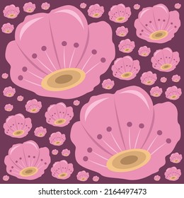 White evening primrose flowers flat vector background. Cute white evening primrose flowers cartoon vector background for graphic design, illustration, and decorative element