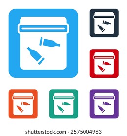 White Evidence bag with bullet icon isolated on white background. Set icons in color square buttons. Vector