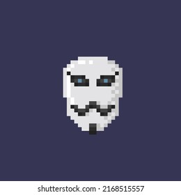 White Evil Mask In Pixel Art Style