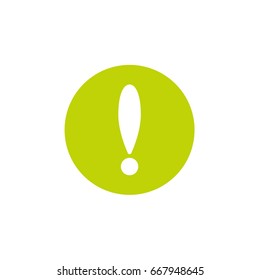 White exclamation mark in green circle. Warning icon. isolated on white. Attention Flat pictogram. Vector illustration