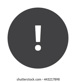 White Exclamation Mark icon on black button isolated on white