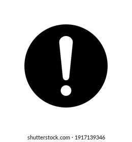 white exclamation mark on black circle isolated on white background. caution icon