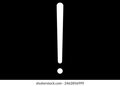 White Exclamation Mark on a Black background, isolated.