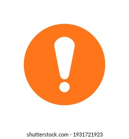 white exclamation mark on orange color circle isolated on white background. vector illustration