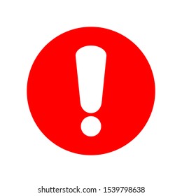 white exclamation mark on red circle  isolated on white background. vector illustration